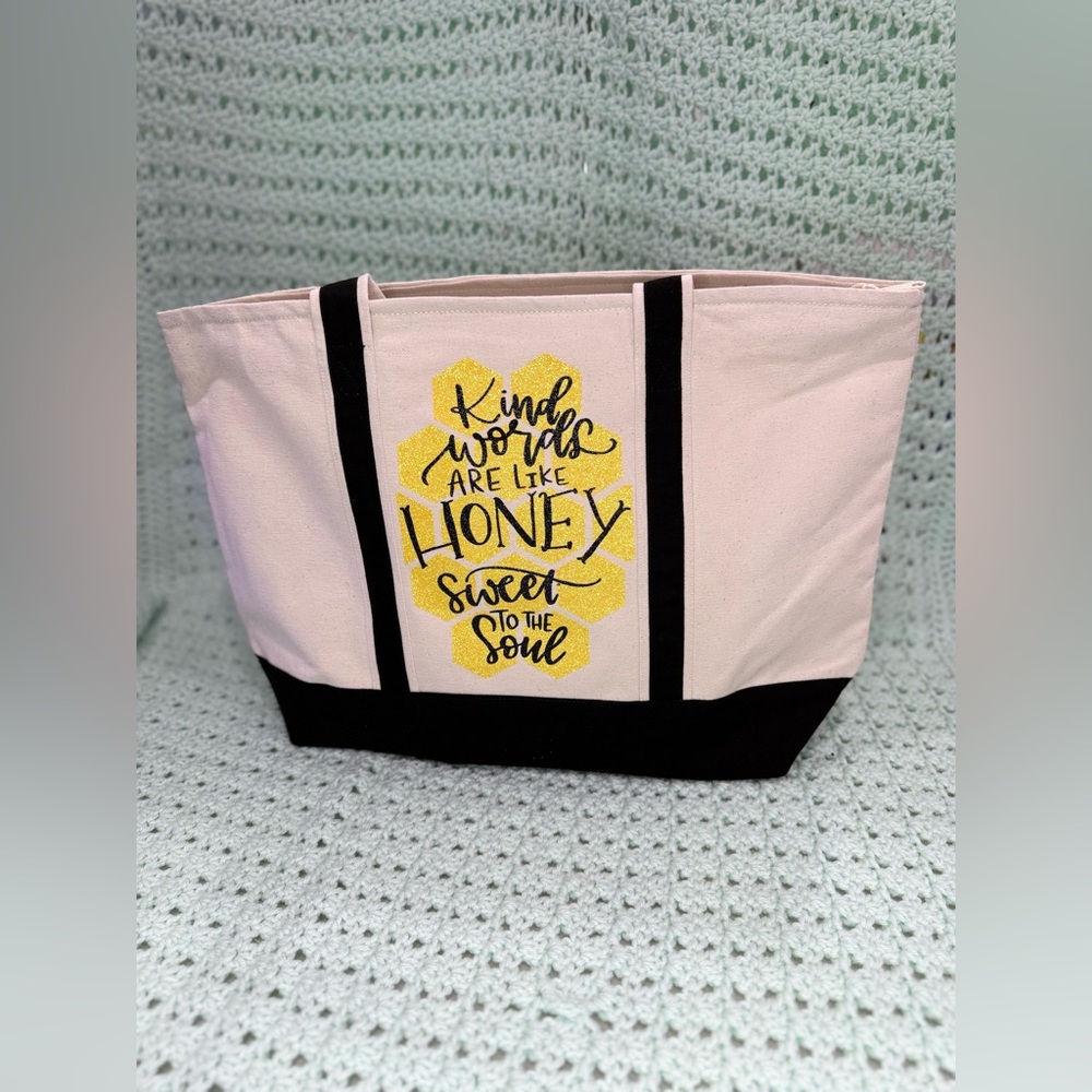 Premium Canvas Tote Bag: Kind Words Yellow